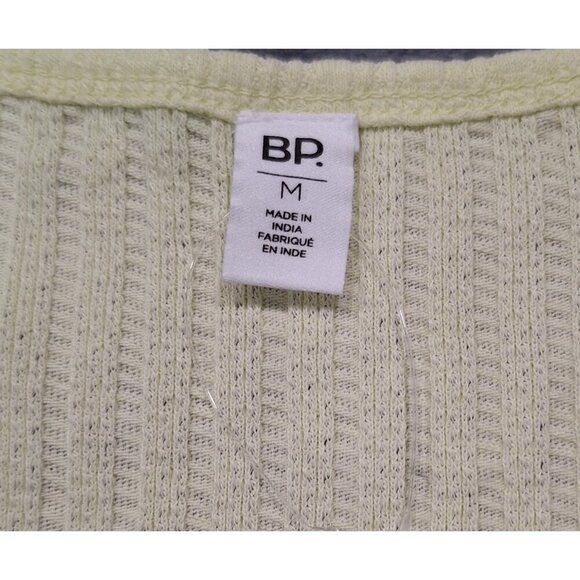 NWOT BP Yellow Pointelle Rib Crop Top Scoop Neck Henley/Sz. Medium - Picture 3 of 4